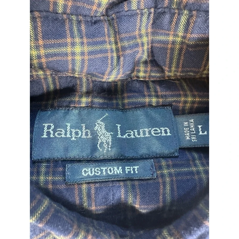 Polo Ralph Lauren MENS LARGE Custom  Fit Shirt Button Down Long Sleeve Check Log